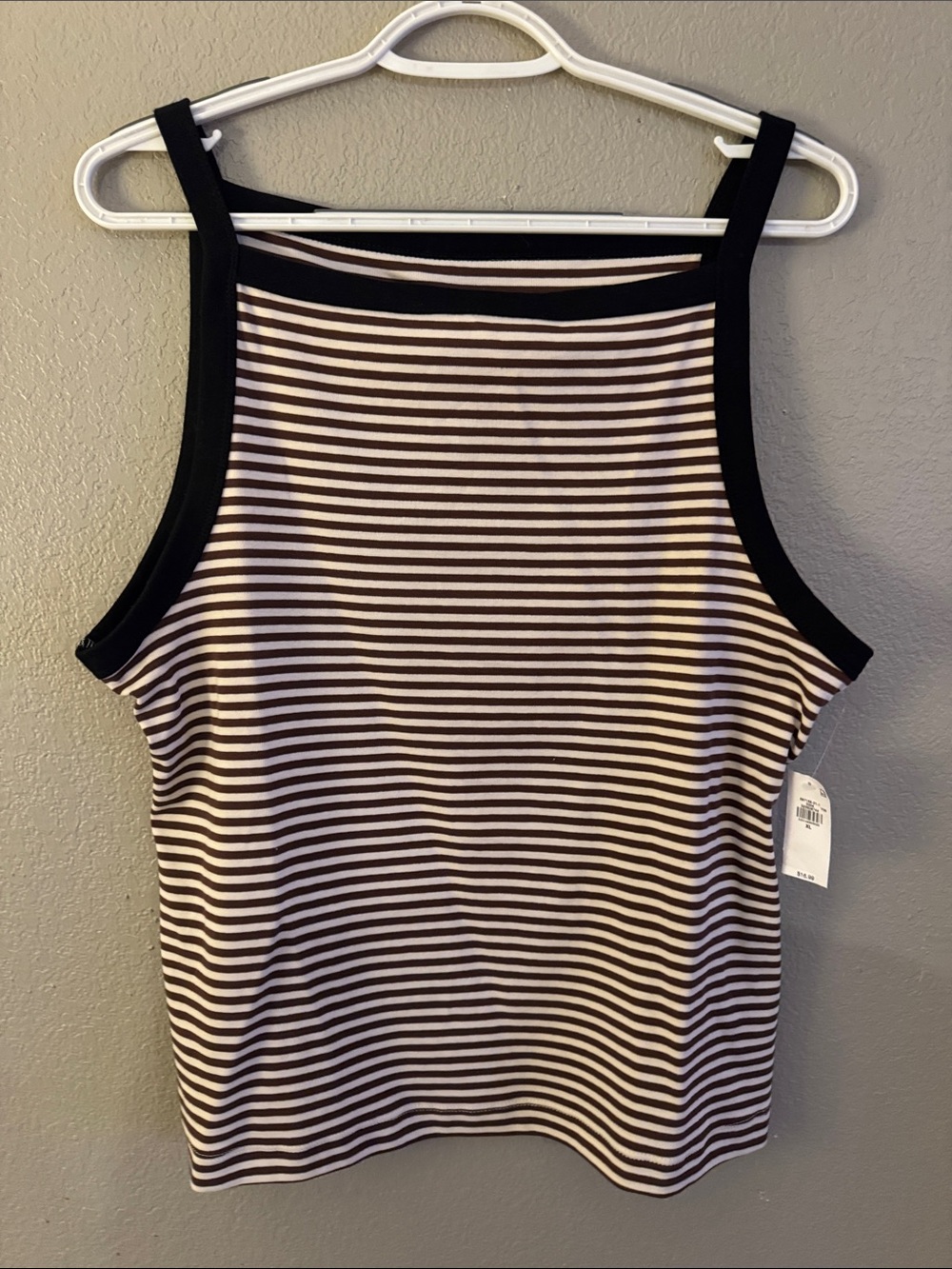 Old Navy Brown and Cream Striped Tank Top. NWT. Size XL